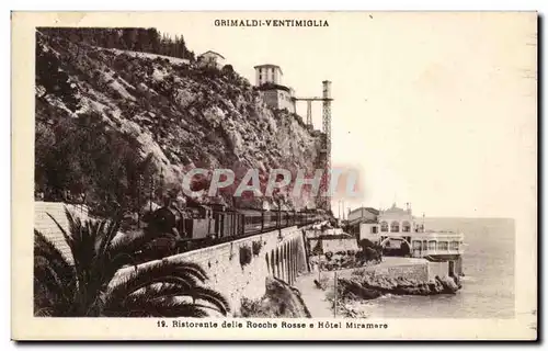 Cartes postales Grimaldi Ventimiglia Ristorante delle Rocche Rosse e Hotel Miramare Train