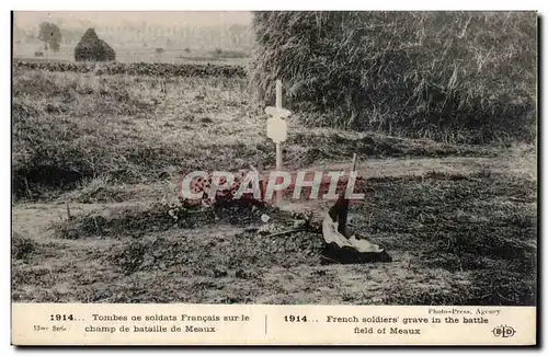 Cartes postales Tombes de soldats francais sur le champ de bataille de Meaux