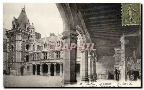 Blois Cartes postales Le chateuea Aile Louis XII vue a travers les colonnades