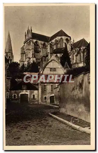 Cartes postales Auxerre Abbaye St Germain et vieille maison Place Courbet