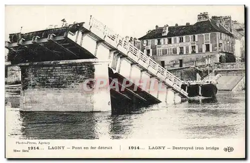 Cartes postales Lagny Pont en fer detruit