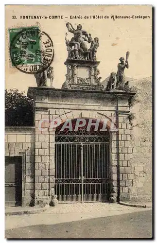 Cartes postales Fontenay le Comte Entree du hotel de Villeneuve Esclapon
