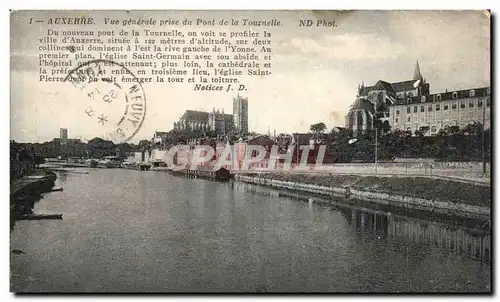 Cartes postales Auxerre Vue generale prise du pont de la Tournelle