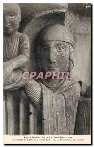 Ansichtskarte AK Eglise Benedictine de la Cahrite sur Loire Fragment de linteau de tympan Sud Presentation au tem