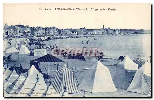 Cartes postales Les Sables d'olonne La plage et les tentes Ane anes donkey donkeys mule mules