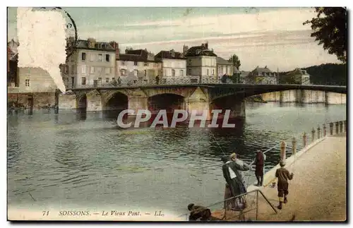 Cartes postales Soissons Le vieux pont Pecheurs