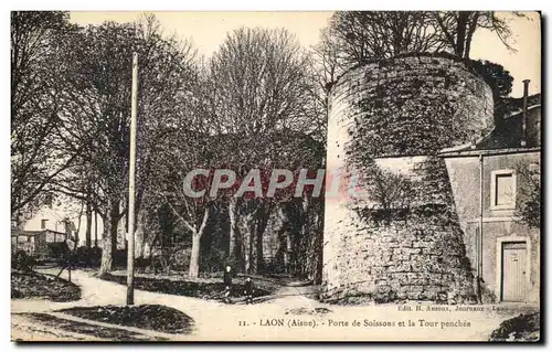 Laon Cartes postales Porte de Soissons et la tour penchee