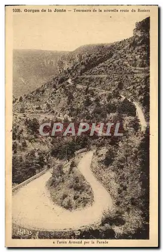 Cartes postales Gorges de la Jonte Tournants de la nouvelle route de Roziers a l'aven Armand par la parade