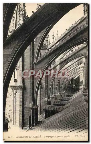 Cartes postales Cathedrale de Reims Contreforts cote nord