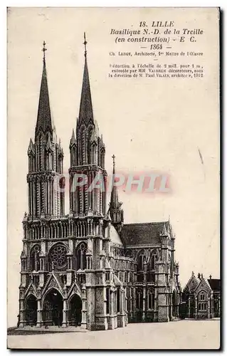 Cartes postales Lille Basilique ND de la Treille (en construction)