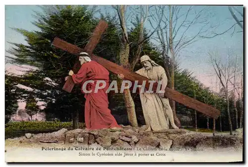 Cartes postales Pelerinage du calvaire de Pontchateau Simon le Cyreneen aide Jesus a porter sa croix