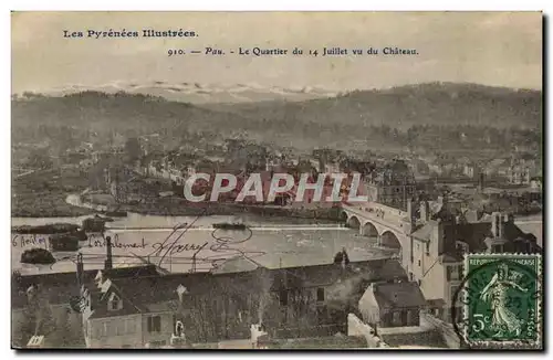 Cartes postales Pau Le quartier du 14 juillet vu du chateau