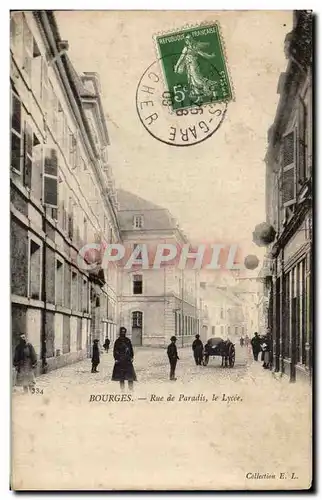 Cartes postales Bourges Rue de Paradis le lycee