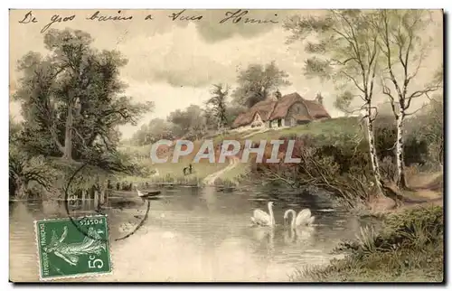 Cartes postales Paysage bucolique Cygne Swan