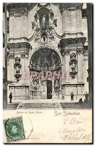 Cartes postales Espagne Espana Spain San Sebastian Iglesia de Santa Maria