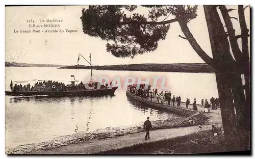 Ansichtskarte AK Morbihan Ile aux moines Le grand pont Arrivee du vapeur