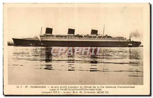 Ansichtskarte AK Normandie Paquebot Ligne le Havre Southampton New York