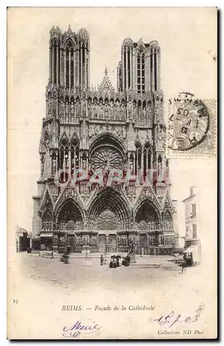 Cartes postales Reims Facade de la cathedrale