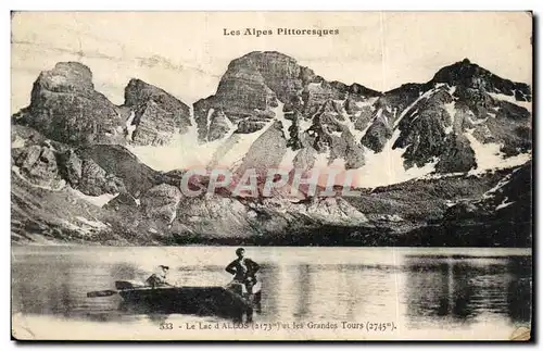 Cartes postales Le lac d&#39Allos et les grandes tours