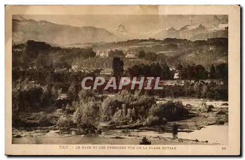 Cartes postales Pau Le Gave et les Pyrenees vus de la place Royale