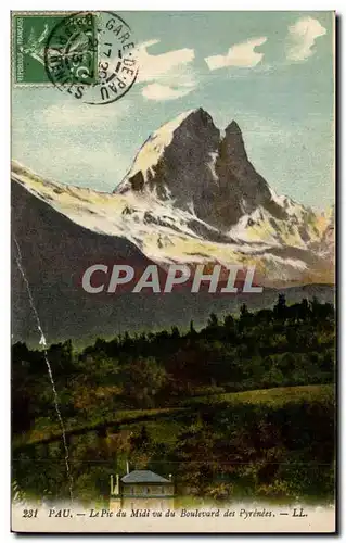 Cartes postales Pau Le pic du Midi vu du boulevard des Pyrenees