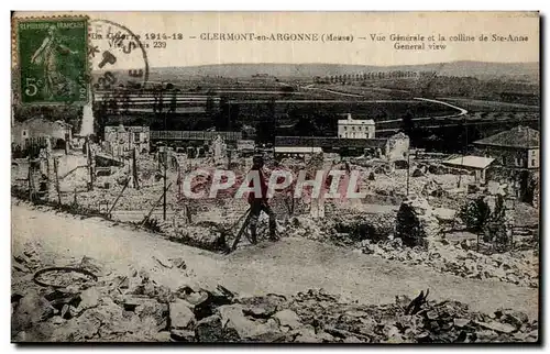 Cartes postales Clermont en Argonne Vue generale et la colline Ste Anne