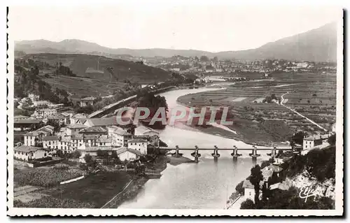 Moderne Karte Behobie Pont international sur la Bidassoa Au fond Irun