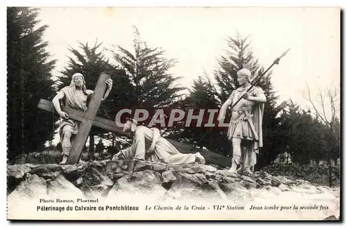 Cartes postales Pelerinage du calvaire de Pontchateau Le chemin de croix Jesus tombe pour la seconde fois