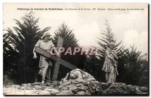 Ansichtskarte AK Pelerinage du calvaire de Pontchateau Le chemin de croix Jesus tombe pour la troisieme fois