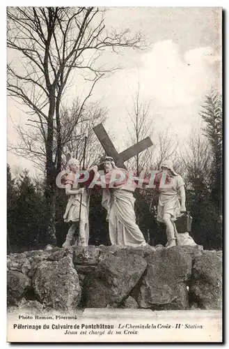 Ansichtskarte AK Pelerinage du calvaire de Pontchateau Le chemin de croix Jesus est charge de sa croix