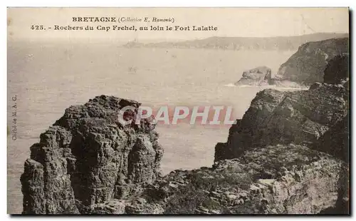 Cartes postales Rochers du Cap Frehel au loin le fort Laballe