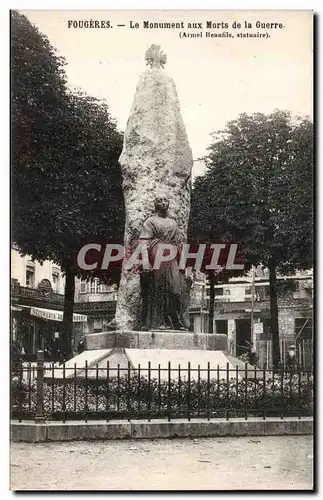 Cartes postales Fougeres Le monument aux morts de la guerre