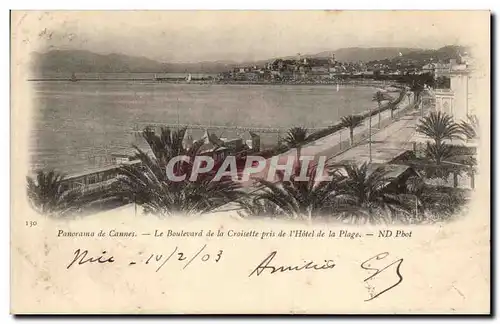 Ansichtskarte AK Panorama de Cannes Le boulevard de la Croisette pris de l&#39hotel de la plage