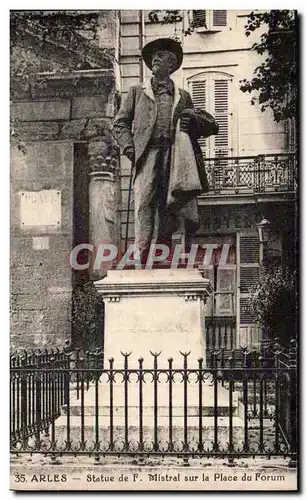Cartes postales Arles Statue de Frederic mistra sur la place du forum