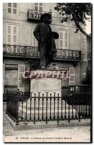 Arles Cartes postales La statue du poete Frederic Mistral Hotel du Nord