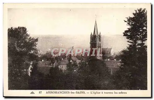 Arromanches Cartes postales L&#39eglise a travers les arbres