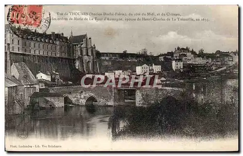 Cartes postales Vue de Thouars du cote de Midi et du chateau sous les ordres de Marie de la tour d'Auvergne e