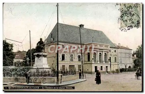 Cartes postales Saint Germain en Laye le theatre et la statue Thiers