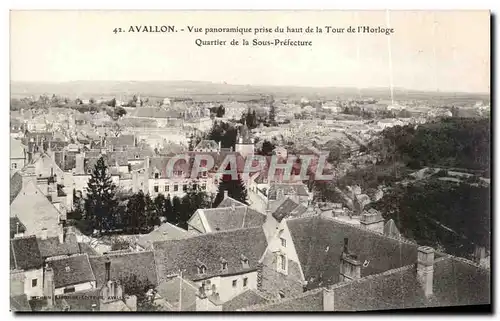 Cartes postales Avallon Vue panoramique prise du haut de la tour de l'horloge Quartier de la sous prefecture