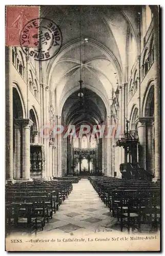 Cartes postales Sens Interieur de la cathedrale La grande nef