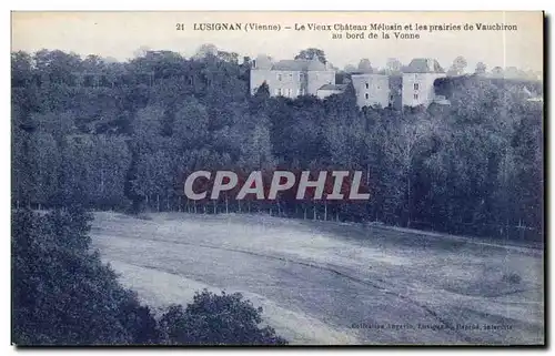 Lusignan Cartes postales Le vieux chateau medieval et les prairies de Vauchiron au bord de la Vonne