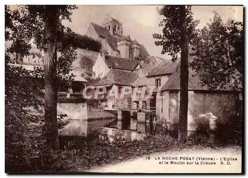Cartes postales La Roche posay Eglise et le moulin sur la Creuse