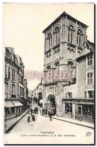 Cartes postales Poitiers Eglise Sainte Porchaire et la rue Gambetta