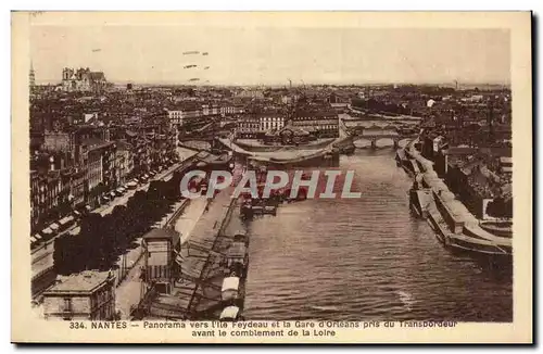 Nantes Cartes postales Panorama vers l&#39ile Feydeau et la gare d&#39Orleans pris du transbordeur avant le comb