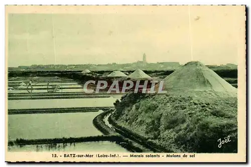 Cartes postales Batz Marais salants Mulons de sel