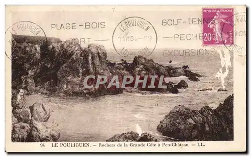 Cartes postales Le Pouliguen Rochers de la grand cote a Pen Chateau