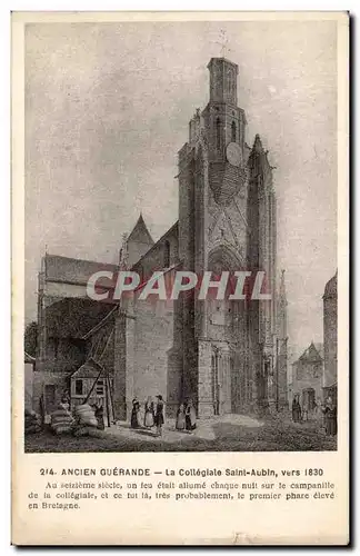 Cartes postales Guerande La collegiale Saint Aubin vers 1830