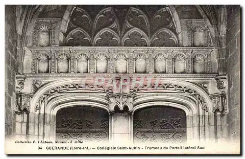 Cartes postales Guerande La collegiale Saint Aubin TRumeau du portail lateral sud