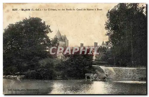 Cartes postales Blain Le chateau vu des bords du canal de Nantes a Brest Vahces