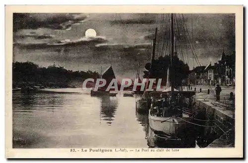 Le Pouliguen Ansichtskarte AK Le port au clair de lune